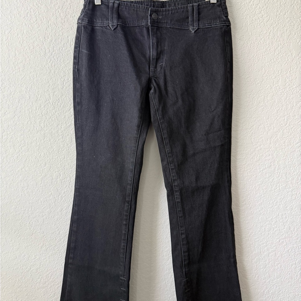 We The Free Stillwater Low Rise Slim Flare Split Hem Black Jeans